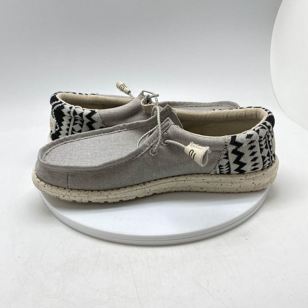 Hey Dude Mens 8 Wally Funk Jacquard Bungee Gray Beige Aztec Shoes Slip-On - Picture 7 of 10